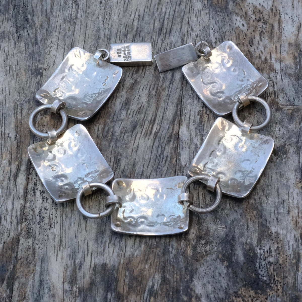 Vintage Sterling Silver Stamped Link Bracelet