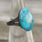 Vintage Sterling Turquoise Stamped Band Ring 6