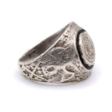 Vintage Sterling L Initial Military Signet Ring 6.5