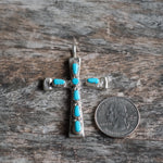 Vintage Sterling 7-Stone Turquoise Cross Necklace