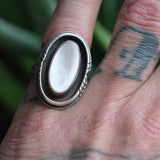 Vintage Sterling Mother Of Pearl Ring 7.25