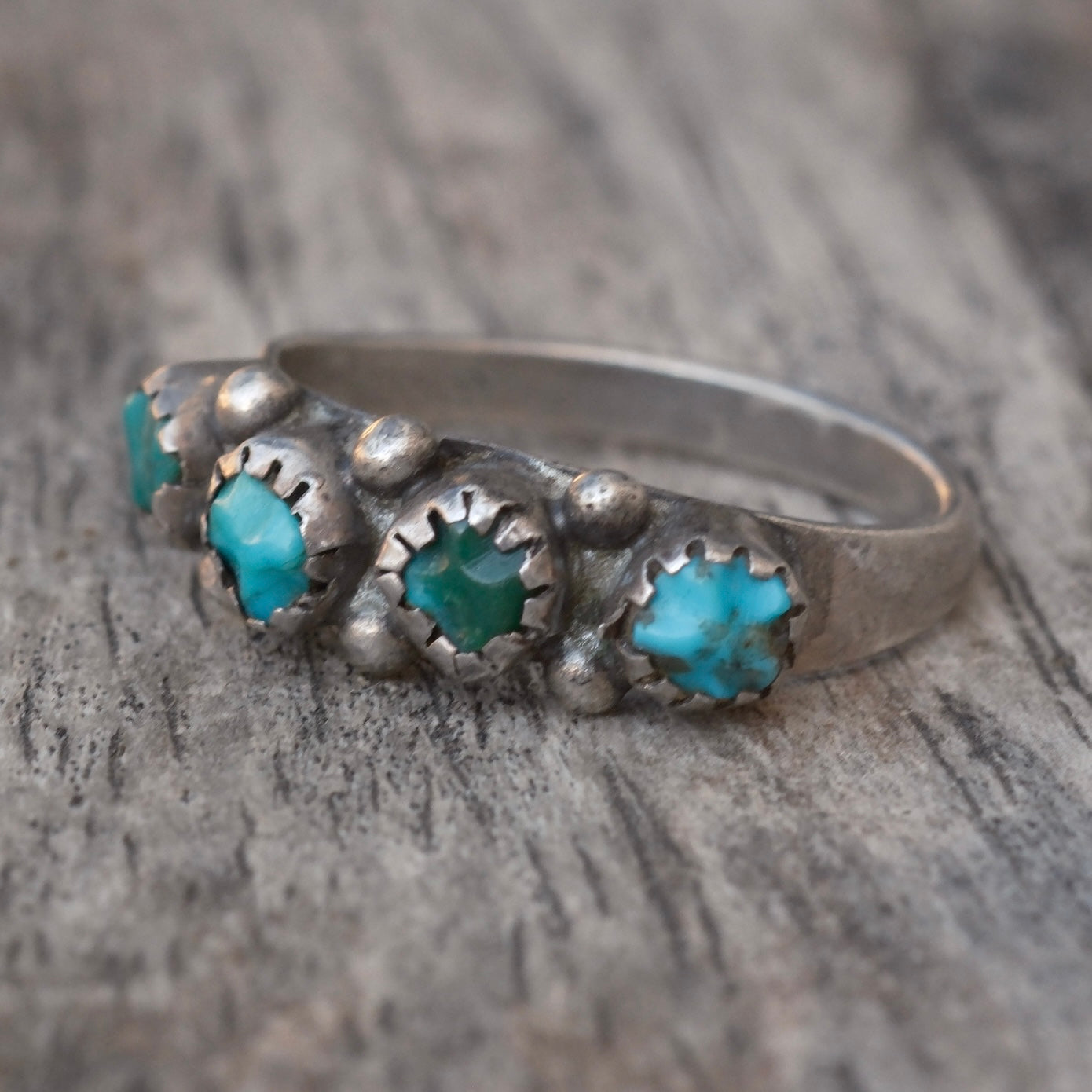 Vintage Sterling Turquoise Inlay Ring 6