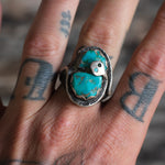 Vintage Sterling Turquoise Snake Ring 10.5