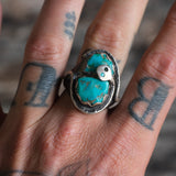Vintage Sterling Turquoise Snake Ring 10.5