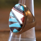 Vintage Sterling Zuni Inlay Ring 10