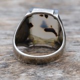 Vintage Sterling Agate Signet Ring 8.25