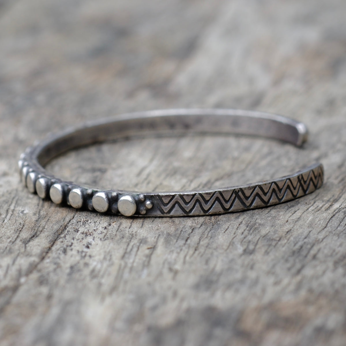 Vintage Sterling Silver Stamped Cuff Bracelet