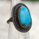Vintage Sterling Turquoise Roper Ring 4.75