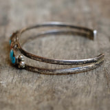 Vintage Sterling Turquoise and Coral Cuff Bracelet