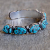 Vintage Sterling 9-Stone Turquoise Cuff Bracelet
