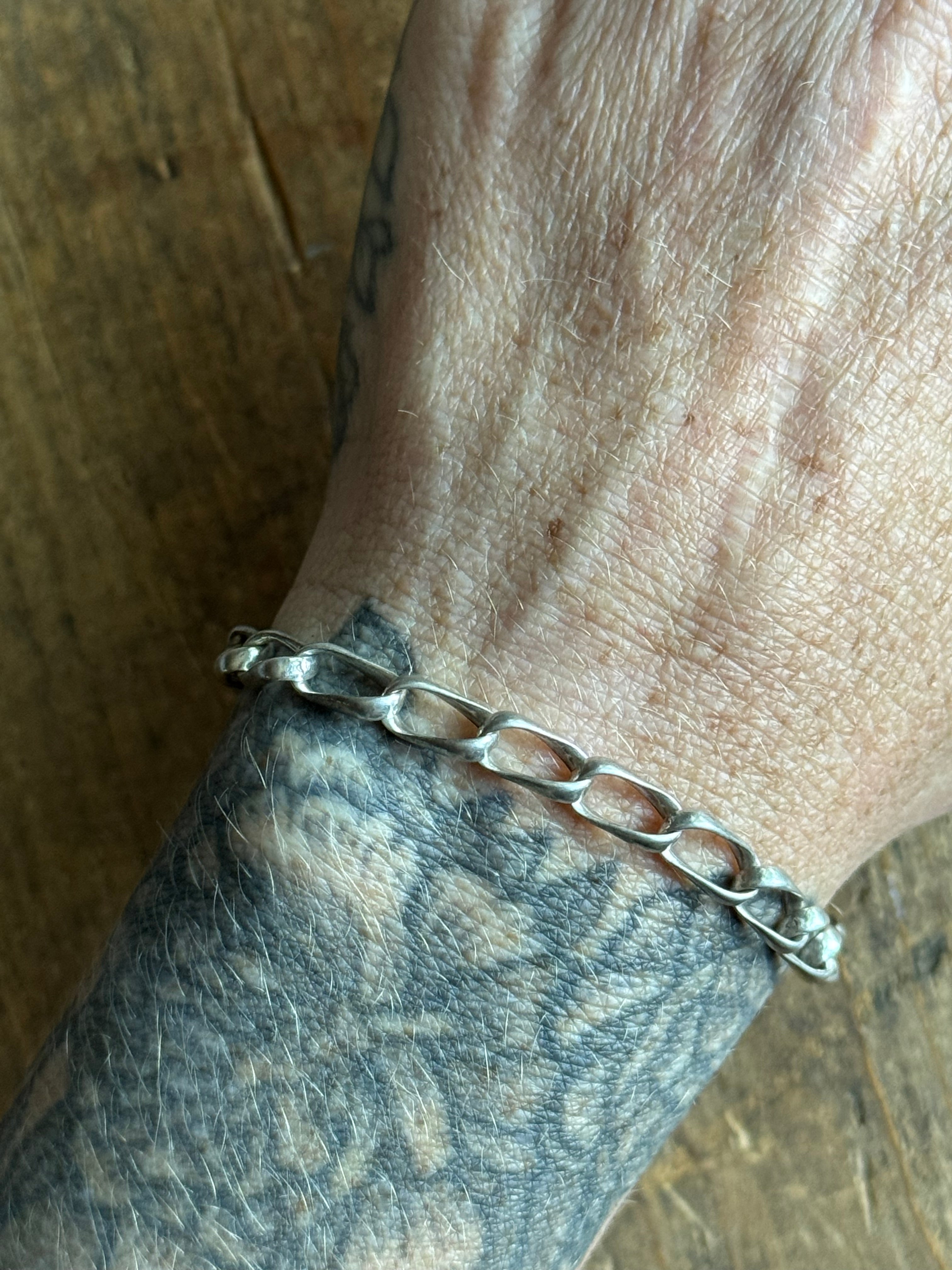 Vintage Sterling Silver Large Link Chain Bracelet 7.75"