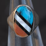 Vintage Sterling Multistone Inlay Ring 5.5