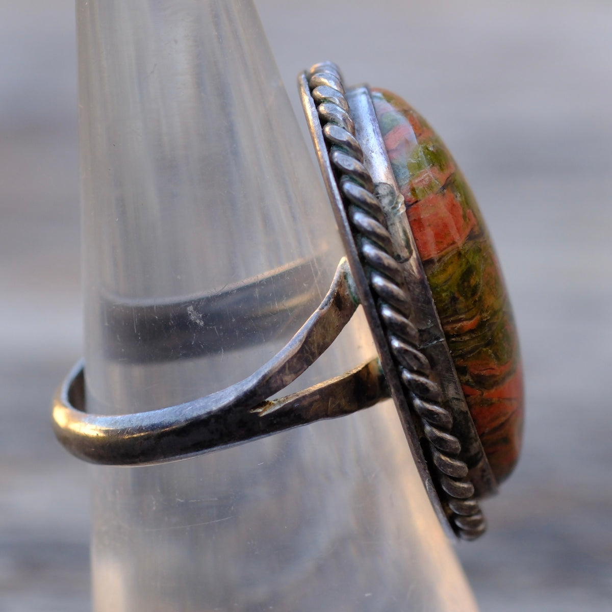 Vintage Sterling Jasper Ring 7.25