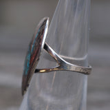 Vintage Sterling Turquoise and Coral Bear Paw Ring 6.25