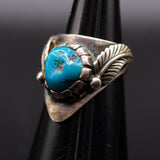 Vintage Sterling Turquoise Feather Ring 4