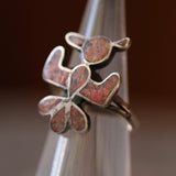 Vintage Sterling Coral Inlay Thunderbird Ring 3.5