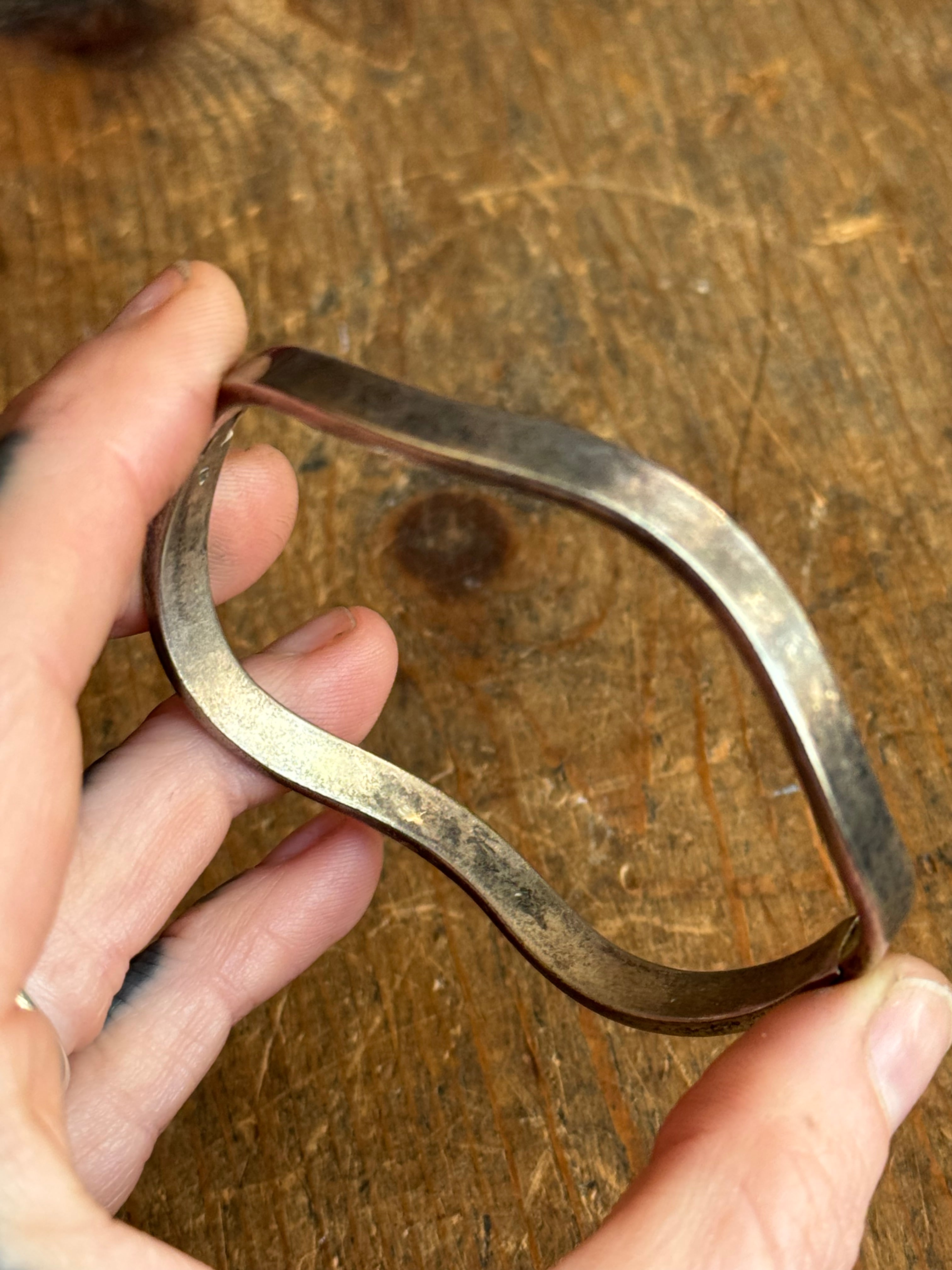 Vintage Sterling Silver Wavy Latch Bracelet