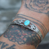 Vintage Sterling Turquoise Thunderbird Cuff