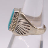 Vintage Sterling Turquoise Stamped Band Ring 7.75