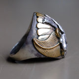 Vintage Sterling and Copper Eagle Ring 9.5