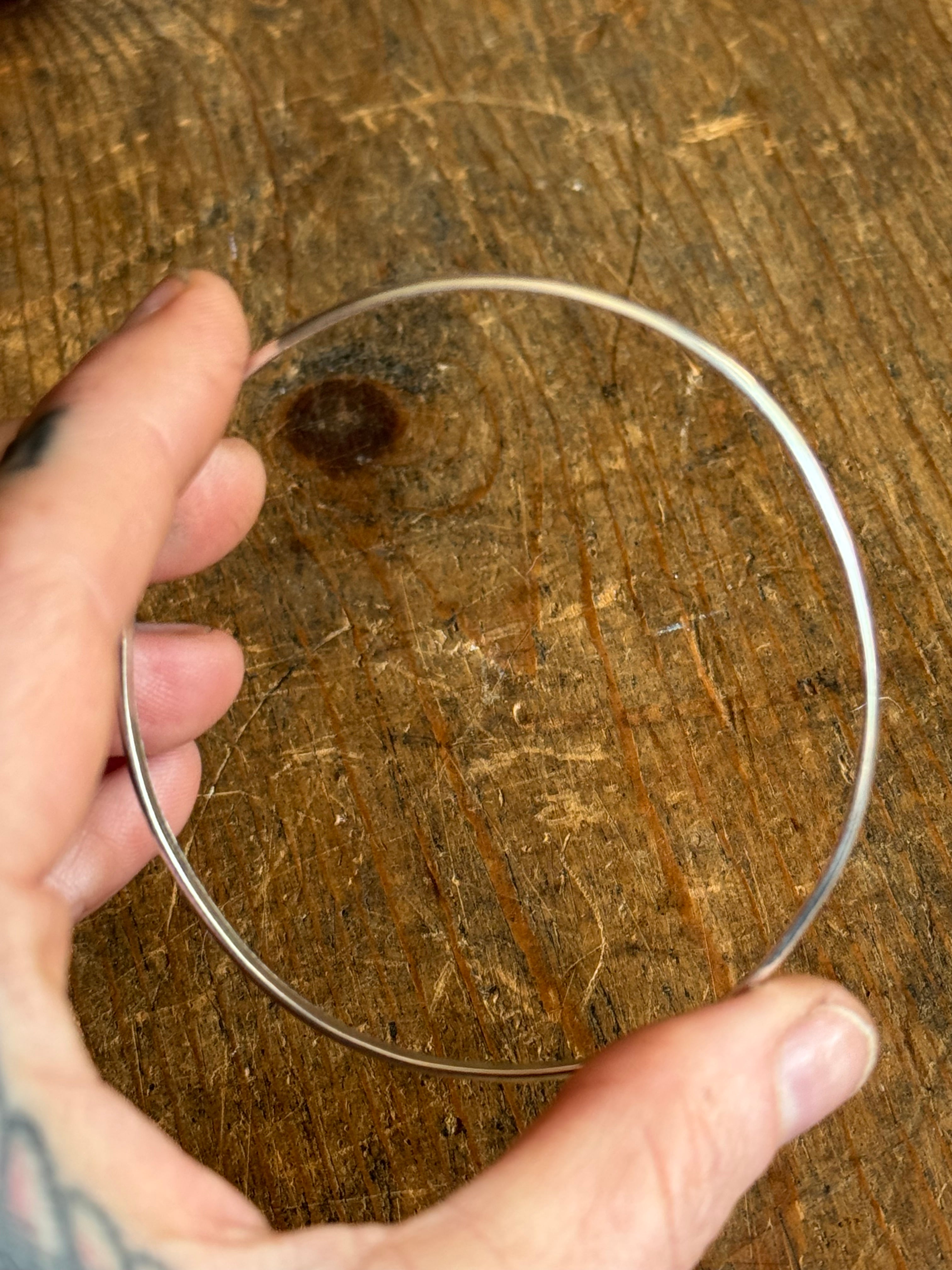 Vintage Sterling Silver Half Round Bangle