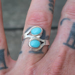 Vintage Sterling 2-Stone Turquoise Ring 8.5