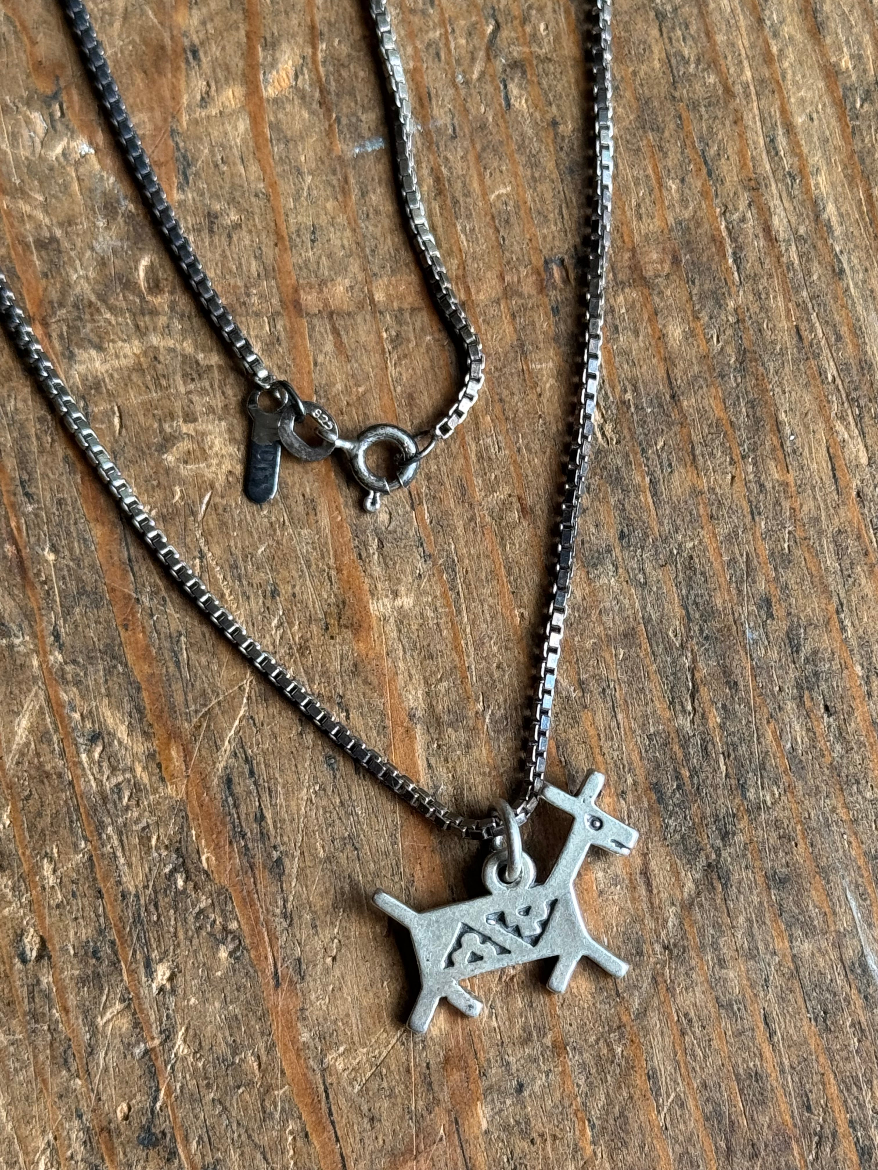 Vintage Sterling Silver Stamped Fetish Dog 18" Necklace