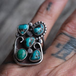 Vintage Sterling Turquoise Cluster Ring 6.25