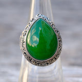 Vintage Sterling Green Carnelian Ring 7