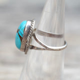 Vintage Sterling Turquoise Roper Ring 4.5