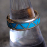 Vintage Sterling Turquoise Inlay Band Ring 8