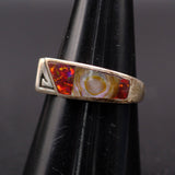 Vintage Sterling Abalone Inlay Tribal Ring 7.75