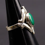 Vintage Sterling Malachite Sandcast Ring 6