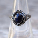 Vintage Sterling Lapis Feather Feather Ring 6