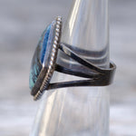 Vintage Sterling Turquoise Roper Ring 4.25