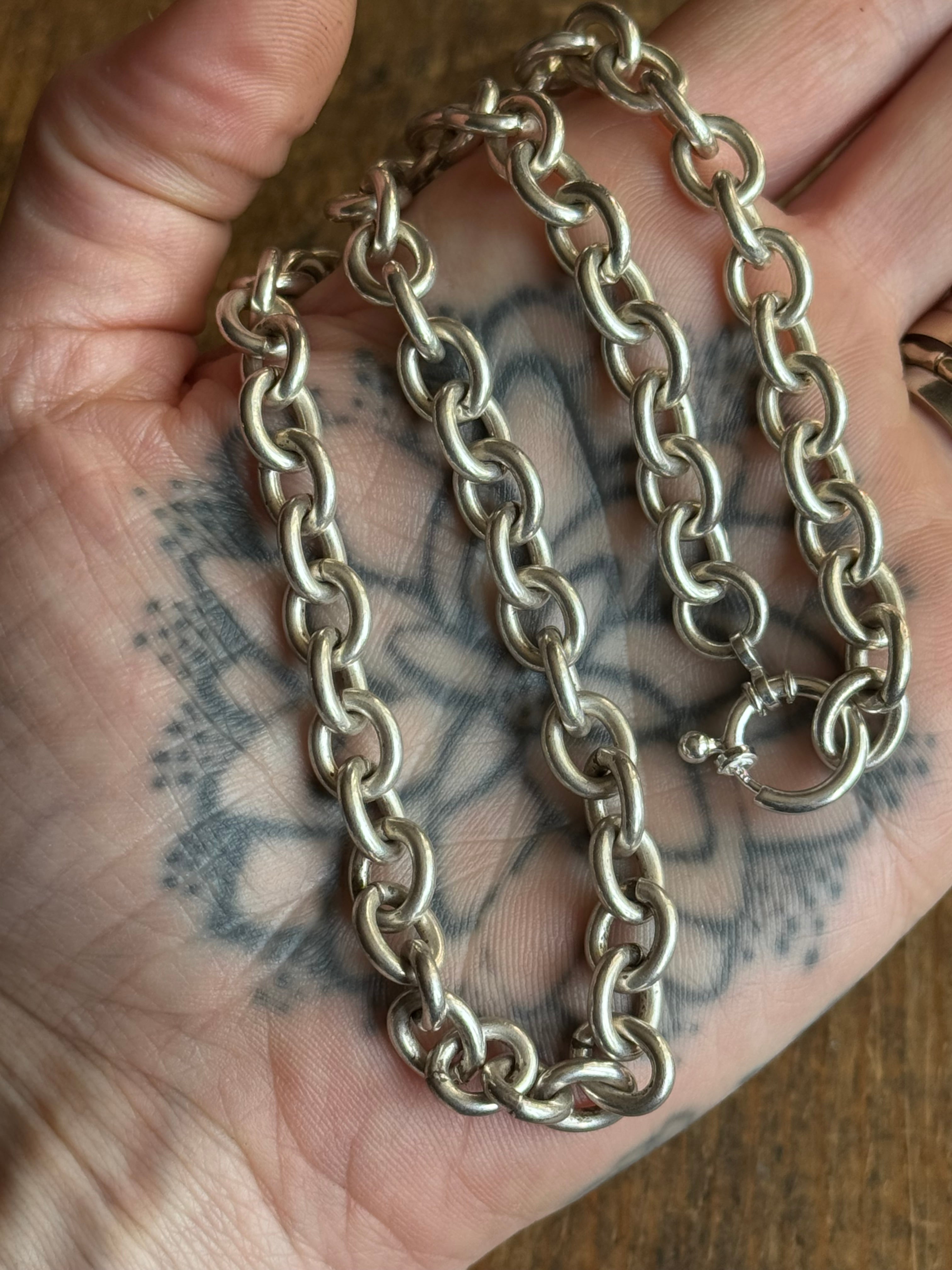 Vintage Sterling Silver 16.6” Chunky Cable Chain
