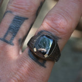 Vintage Sterling Hematite Signet Ring 10.75