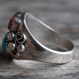 Vintage Sterling Turquoise and Coral Ring 11