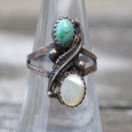 Vintage Sterling Turquoise and Mother Of Pearl Ring 6.25