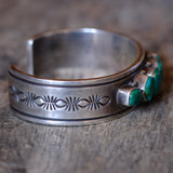 R. Bennet Sterling Stamped 6-Stone Turquoise Cuff Bracelet 6.75"