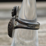 Vintage Sterling Onyx Feather Ring 6