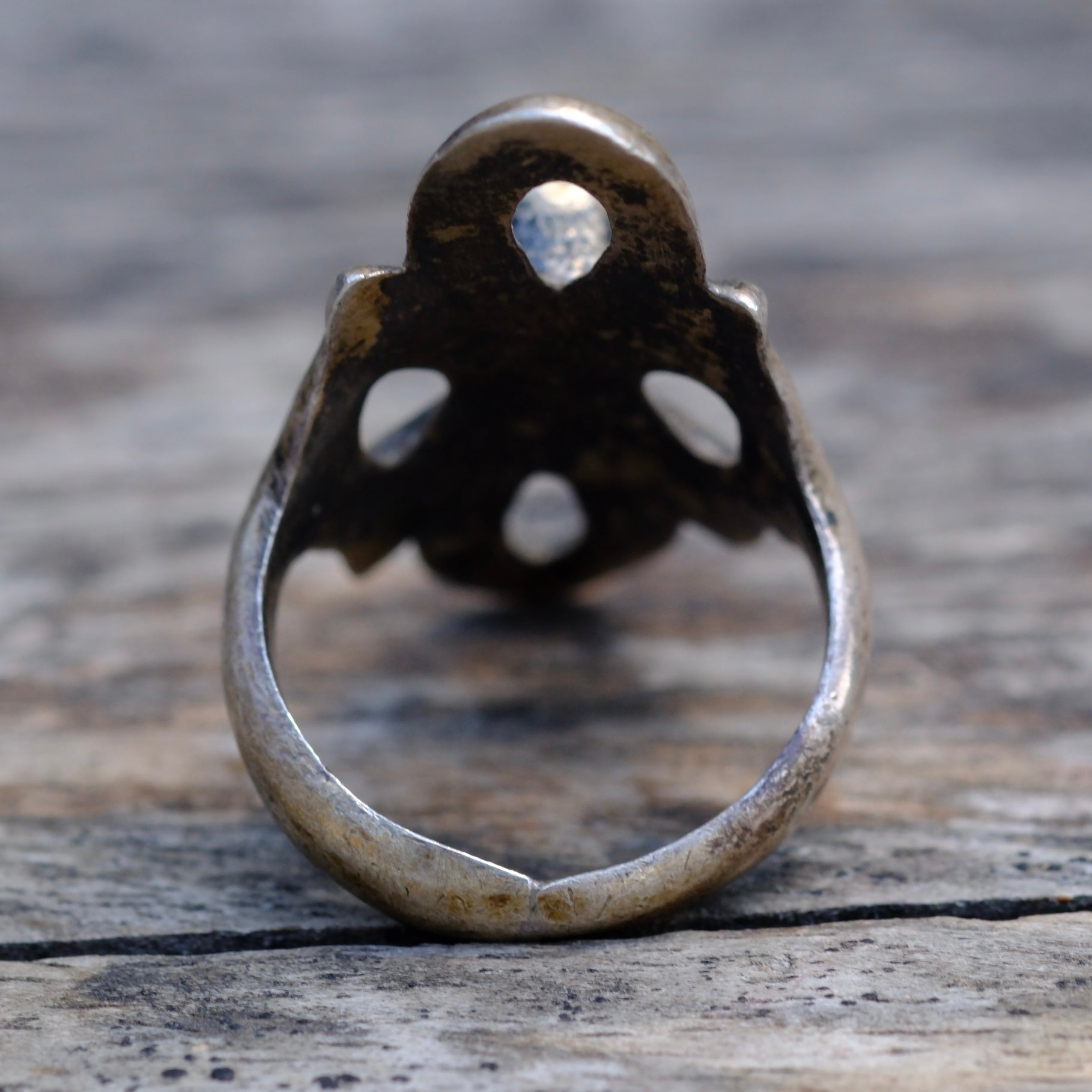 Vintage Sterling Turquoise Sand Cast Ring 6.5