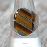 Vintage Sterling Tigers Eye Inlay Striper Ring 10
