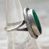 Vintage Sterling Malachite Ring 6.25