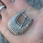 Vintage Ladies Sterling Silver Scalloped Belt Buckle .75"