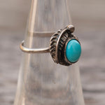 Vintage Sterling Turquoise Feather Ring 5