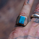 Vintage Sterling Turquoise Stamped Band Ring 8.25