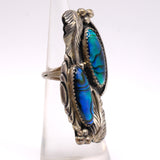 Vintage Sterling Abalone Feather Ring 3.75