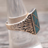 Vintage Sterling Crushed Turquoise RIng 7.75