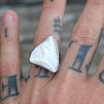 Vintage Sterling Mother Of Pearl Ring 10.75